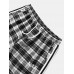 Men Plaid Drawstring Side Ribbon Preppy Pockets Pants