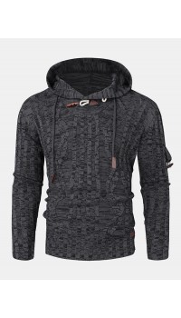 Mens Cable Knitted Toggle Front Warm Hooded Sweaters