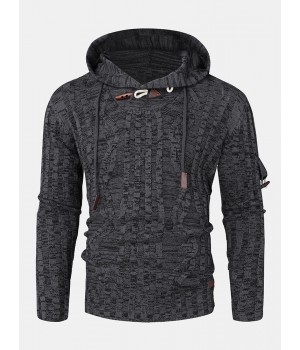 Mens Cable Knitted Toggle Front Warm Hooded Sweaters