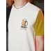 Mens Beers Print Color Block Patchwork Knit Short Sleeve T  Shirts