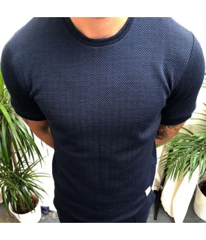 Men's short sleeve blue plain T  HE1007-02-02