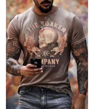 Men's Short Sleeve Skull Pattern HE1307-03-01