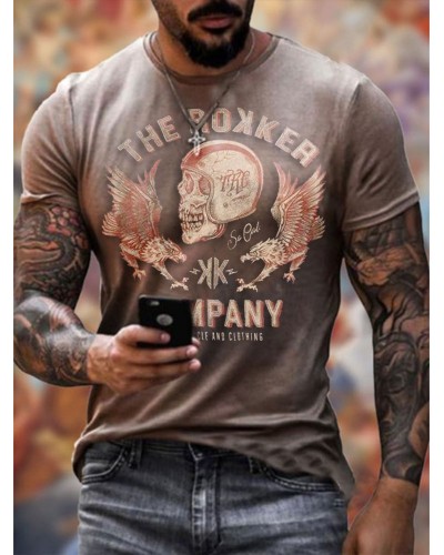 Men's Short Sleeve Skull Pattern HE1307-03-01