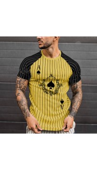 Ace of spades pattern short sleeve men's HE1307-04-07