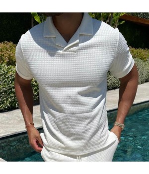 Men's white short sleeve polo shirt HE1402-02-04