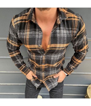 men's printed plaid shirt  HF0110-02-04