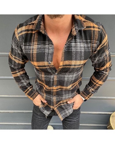 men's printed plaid shirt  HF0110-02-04