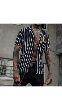 Seamless style black and white striped shirt HF1918-02-03