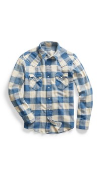 Men's Classic Slim Fit Checked Twill Western Shirt  HF0204-04-01