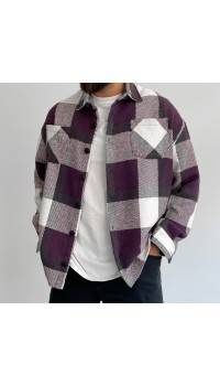 Men's plaid thickened long sleeve shirt jacket HF0210-03-03