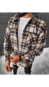 color block plaid print shirt HF1211-03-03