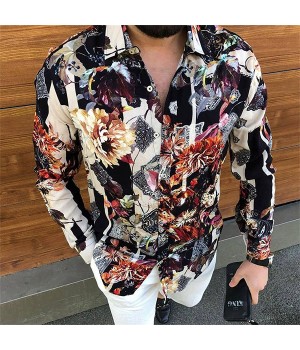 rightly colored printed long-sleeved shirt HF2218-04-04