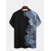 Men Waves Patchwork Crew Neck Graceful Leisure All Matched T  Shirts