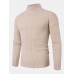 Mens Solid Color Mock Neck Long Sleeve Simple Warm Sweaters