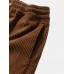 Men Corduroy Solid Loose Straight Drawstring Waist Casual Pants