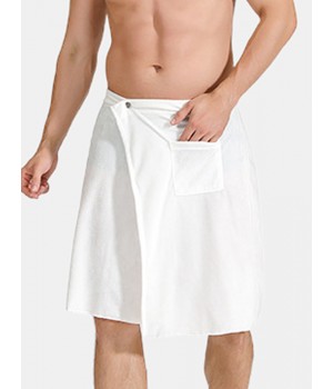 Mens Solid Color Bathtub Skirt Soft Comfortable Absorbent Beach Towel