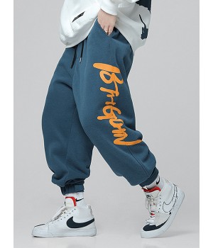 Mens Letter Graphics Pocket Drawstring Jogger Pants