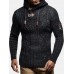 Mens Cable Knitted Toggle Front Warm Hooded Sweaters