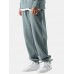 Men Wide Leg Pocket Drawstring Casual Pants Jogger Trousers