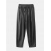 Mens Solid Color Cotton Relaxed Fit Basic Drawstring Pants With Pocket