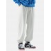 Men Wide Leg Pocket Drawstring Casual Pants Jogger Trousers