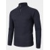 Mens Solid Color High Neck Knitted Warm Long Sleeve Sweaters