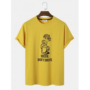 Mens Beers Coconut Tree Slogan Print Holiday Short Sleeve T  Shirts