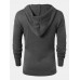 Mens Solid Color Design Cut Out Sleeve Kitted Hooded Sweaters