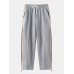 Mens Seam Front Side Ribbon Cotton Casual Drawstring Cuff Pants