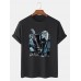 Mens Guitar Anime Figure Graphic Short Sleeve Cotton Leisure T  Shirts